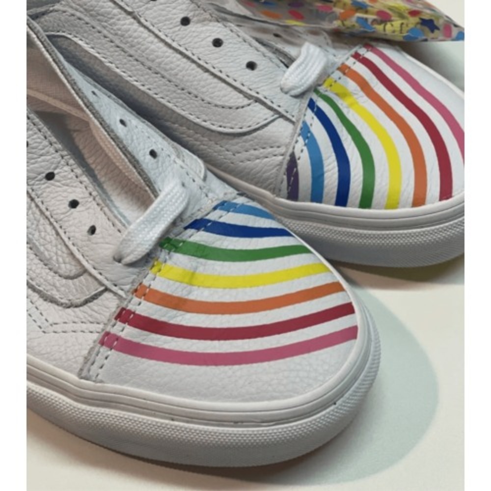 Vans Sneakers Old Skool Flour Shop Rainbow Men's Size‎ 10.5 Women 12 White New - Picture 6 of 11